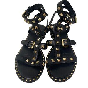 ASH Pacific Gladiator Sandals Size 6 Black Studded Strappy Womens Flats